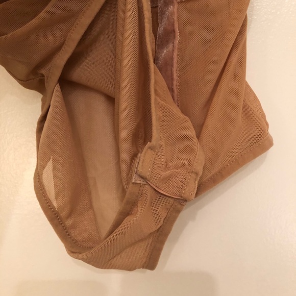 NWT. Mesh & Velvet Nude Pink Bodysuit. - Picture 4 of 5